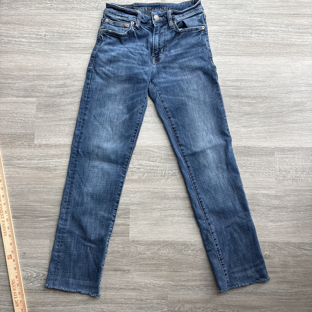 American Eagle Men's Ne(x)t Level Flex Jeans 28x32 Blue Skinny Frayed Hem